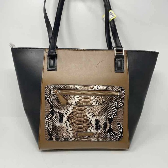 Vera Bradley Handbags - Vera Bradley New Flaw Small Ella‎ Tote Black Brown Snake Print Faux Leather